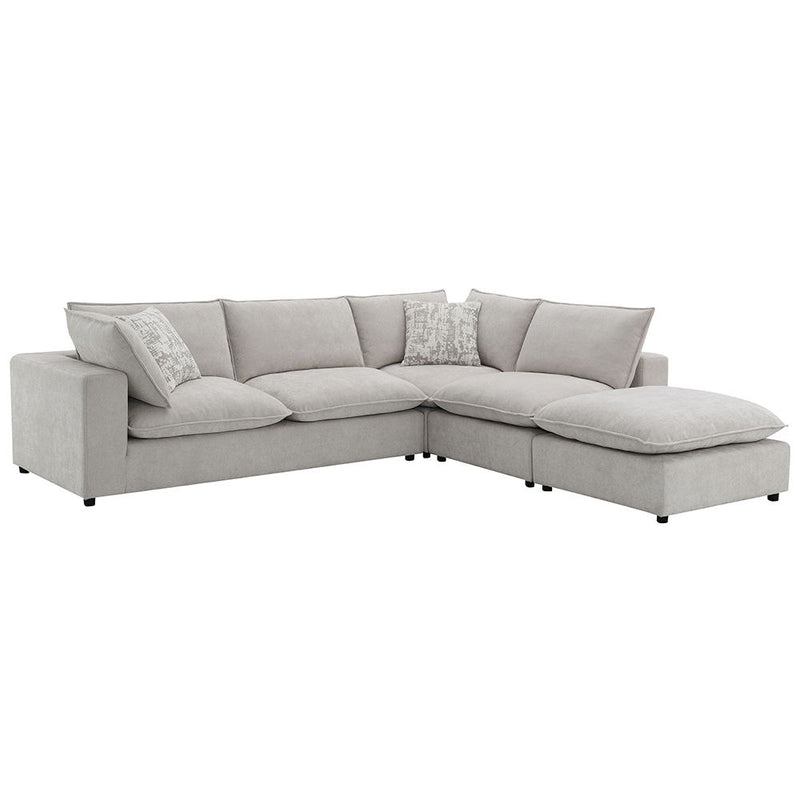 Marisa - Modular Left Facing Loveseat With 2 Pillows - Beige Boucle - R&R Furniture Gallery (Fountain Valley, CA)