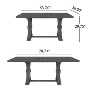 Rustic gray Devingo extendable dining table by Noble House, showing its sleek design and extendable features for versatile dining space.