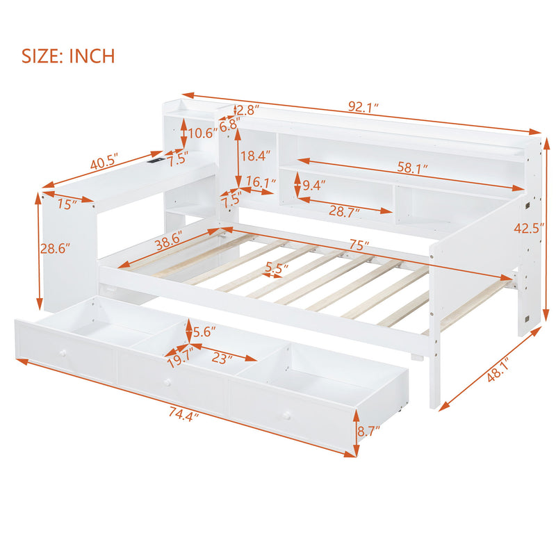 Daybed With 3 Drawers USB Ports And Desk - R&R Furniture Gallery (Fountain Valley, CA)