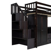 Loft Bed With Stairs, Bookshelf, Drawers, Desk & Wardrobe, Space Saving Multifunctional Furniture - R&R Furniture Gallery (Fountain Valley, CA)