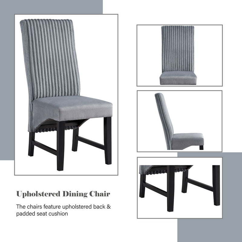 Kini - Side Chair (Set of 2) - Gray Corduroy & Black - R&R Furniture Gallery (Fountain Valley, CA)