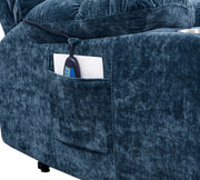 Refined Comfort dual Okin motor lift recliner chair for elderly with infinite position, lay flat 180E, heat massage, and plush upholstery.
