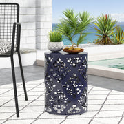 Modern outdoor metal end table by Noble House with sleek design, suitable for patio or garden use.
