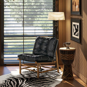 Oxford Leather Mid-Century Modern Accent Chair - Noir Black - R&R Furniture Gallery (Fountain Valley, CA)