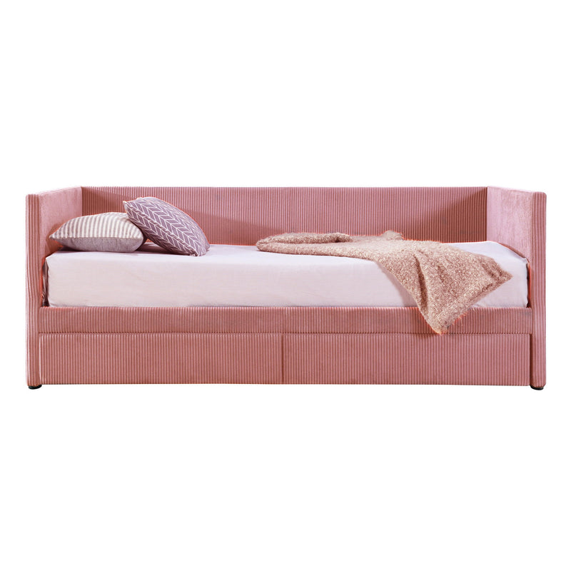 Halcyon Home storage daybed with two drawers and wood slat design, showcasing a modern, functional bedroom furniture piece.