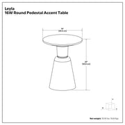 Leyla side table by Simpli-Home in antique brass finish, featuring a sleek round tabletop and modern design.