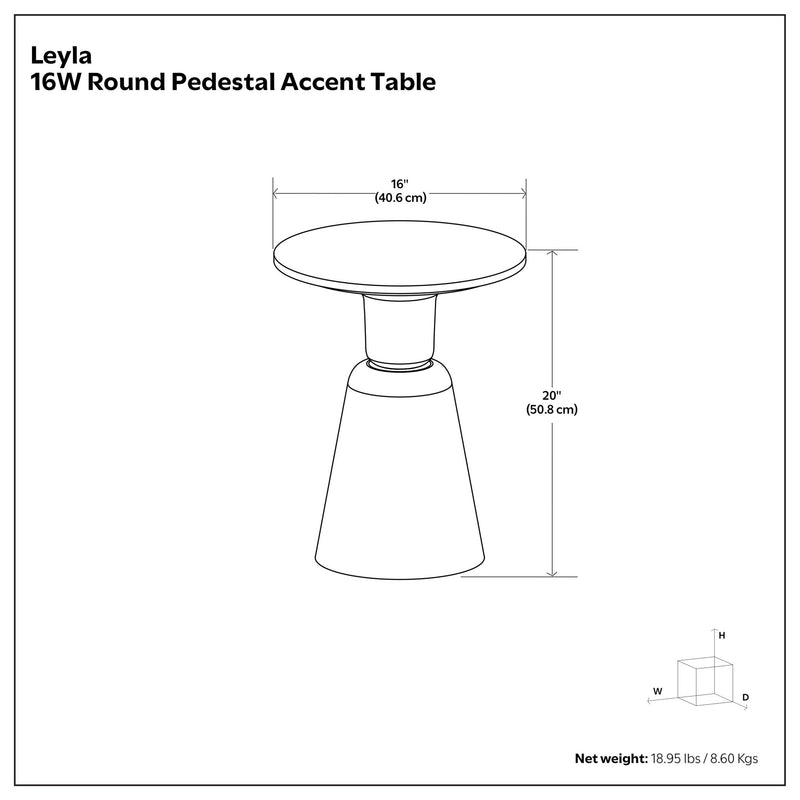 Leyla side table by Simpli-Home in antique brass finish, featuring a sleek round tabletop and modern design.