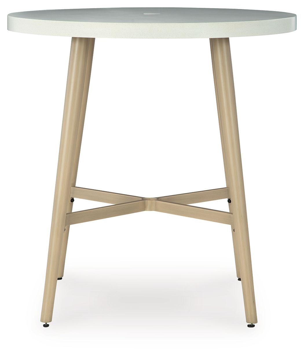 Seton Creek - Round Bar Table With Umbrella Option - Beige - R&R Furniture Gallery (Fountain Valley, CA)