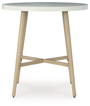 Seton Creek - Round Bar Table With Umbrella Option - Beige - R&R Furniture Gallery (Fountain Valley, CA)