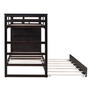 DreamHaus bunk bed with staircase and trundle, featuring sturdy wood construction and space-saving design for kids' bedrooms.