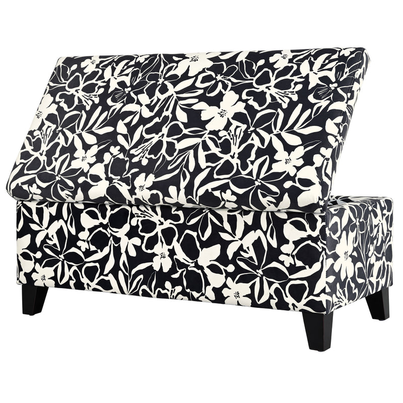 Luxury Storage Ottoman With Floral Patterned Fabric, Soft-Close Hinges, Multi Functional - R&R Furniture Gallery (Fountain Valley, CA)