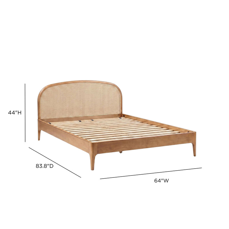 TOV Furniture Mico Rattan Panel Bed with natural rattan headboard and frame, showcasing a modern and stylish bedroom design.