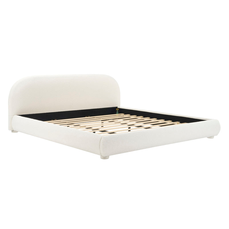 Upholstered Simple Modern Bedroom Bed With Curved Headboard - R&R Furniture Gallery (Fountain Valley, CA)