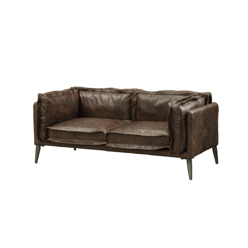 Porchester - Loveseat - Distress Chocolate Top Grain Leather - R&R Furniture Gallery (Fountain Valley, CA)