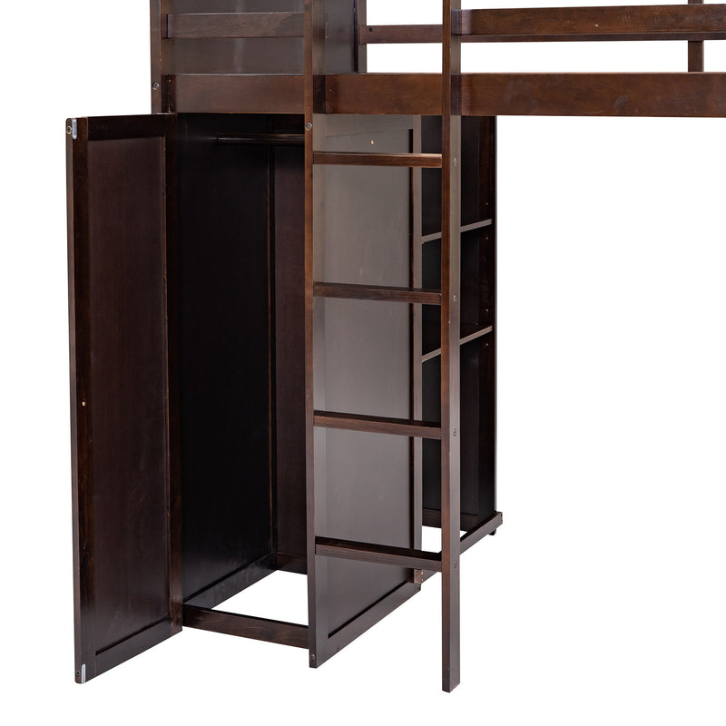 DreamHaus loft bed with standalone bed, shelves, desk, and wardrobe in a modern bedroom setting.
