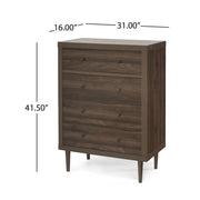 Farhart - Mid Century Modern 4 Drawer Dresser - Walnut - R&R Furniture Gallery (Fountain Valley, CA)