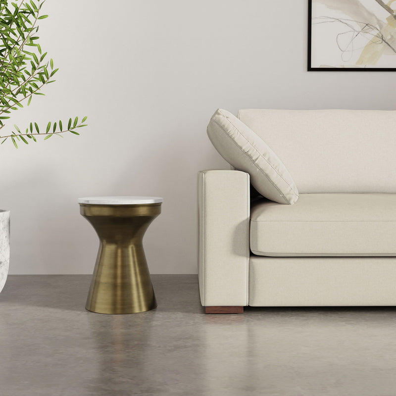 Raquel - Side Table - Antique Brass / White - R&R Furniture Gallery (Fountain Valley, CA)