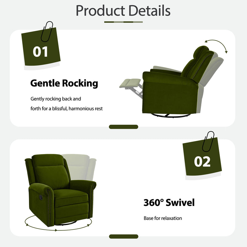 360 Degrees Swivel Recliner Manual Rocking Recliner Home With Adjustable Backrest - R&R Furniture Gallery (Fountain Valley, CA)