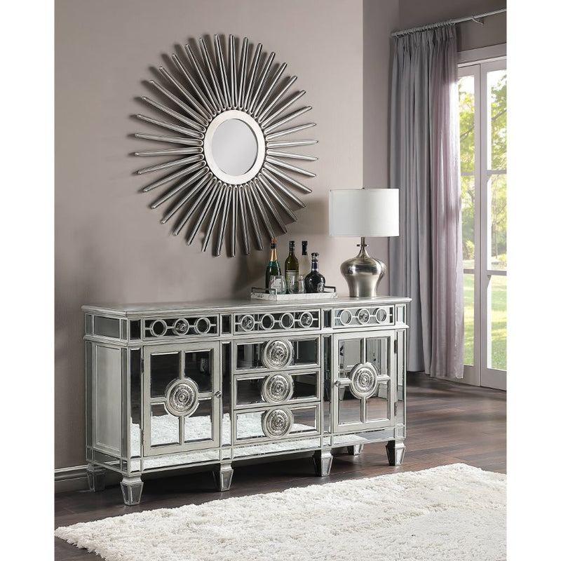 Varian - 36" Server - Mirrored & Antique Platinum - R&R Furniture Gallery (Fountain Valley, CA)