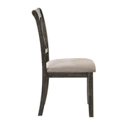Claudia II - Side Chair (Set of 2) - Beige Fabric & Weathered Gray - R&R Furniture Gallery (Fountain Valley, CA)