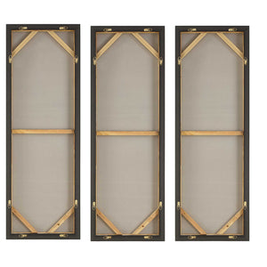 Smoke Break - Hand Painted Modern Art (Set of 3) - Black / Gray / Orange / Woodtone / Yellow