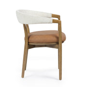 TOV Furniture Vina dining side chair with cognac and cream upholstery, featuring sleek modern design and wooden legs.