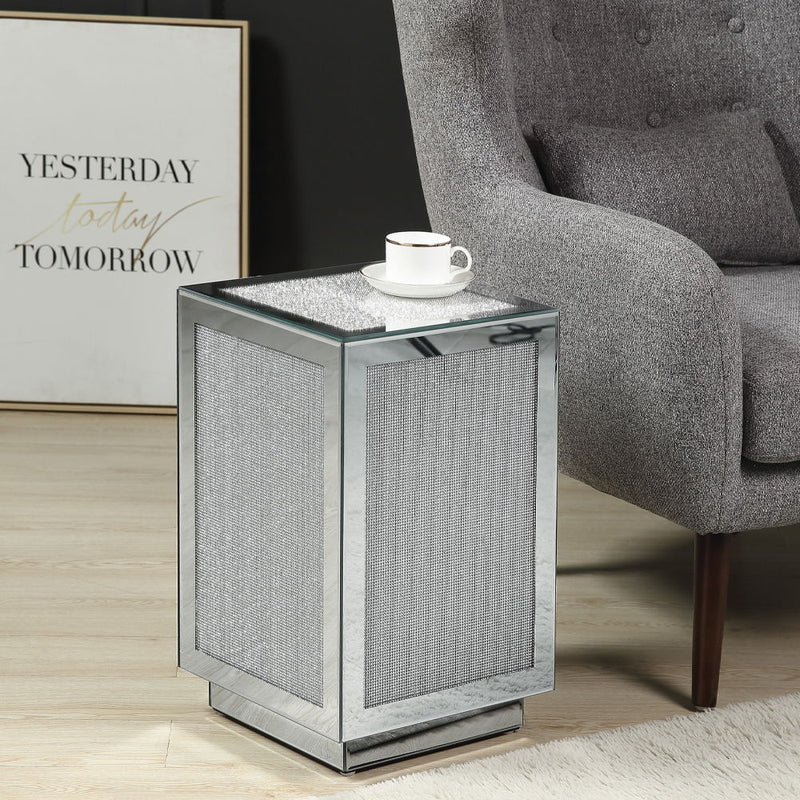 Noralie - 20" Accent Table - Mirrored, Faux Diamonds - R&R Furniture Gallery (Fountain Valley, CA)
