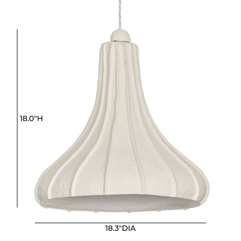 TOV Furniture Looma cotton mache pendant lamp in off white, modern pendant lighting fixture with textured design and warm ambiance