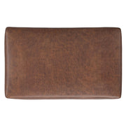 Small Simpli-Home Shiloh storage ottoman with cushioned top and wooden legs, ideal for living room or bedroom storage.