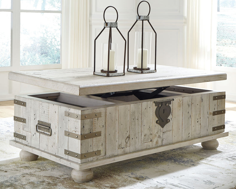 Carynhurst - Lift Top Cocktail Table - White Wash Gray - R&R Furniture Gallery (Fountain Valley, CA)