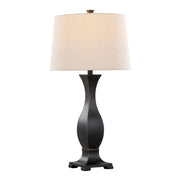 Lumi Source Riley contemporary table lamp set with oil rubbed bronze finish and oat-colored fabric shades, two decorative lamps.