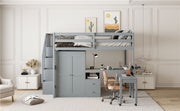 Loft Bed With Stairs, Bookshelf, Drawers, Desk & Wardrobe, Space Saving Multifunctional Furniture - R&R Furniture Gallery (Fountain Valley, CA)