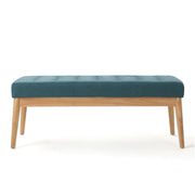 Vibratory - Button Tufted Upholstered Ottoman With Splayed Wooden Legs - Teal / Natural - R&R Furniture Gallery (Fountain Valley, CA)