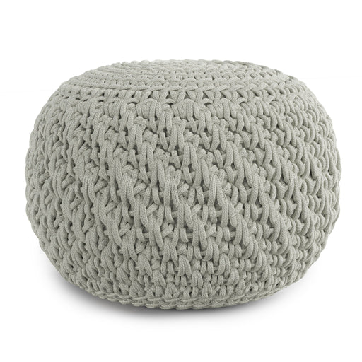 Nisi - Round Knitted Outdoor / Indoor Pouf - Light Gray - R&R Furniture Gallery (Fountain Valley, CA)
