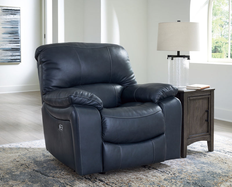 Leesworth - 3 Pc. - Power Reclining Sofa, Power Reclining Loveseat, Power Rocker Recliner - Ocean - R&R Furniture Gallery (Fountain Valley, CA)