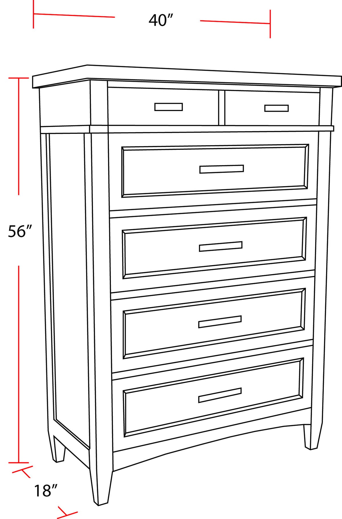 Americana Modern Bedroom - 6 Drawer Chest - Cotton