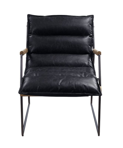 Luberzo - Accent Chair - Distress Espresso Top Grain Leather & Matt Iron - R&R Furniture Gallery (Fountain Valley, CA)