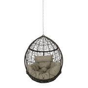 Noble House teardrop hanging chair with 8ft chain, featuring a cozy, rounded design perfect for indoor or outdoor relaxation.