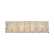 Uttermost Rene 4 Light Swirl Glass Vanity Sconce in Pearl Silver with elegant curved glass shades and sleek metal framework
