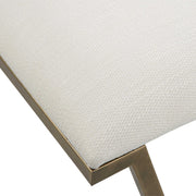 Uttermost Farrah geometric accent bench in white with modern angular design, ideal for entryways or living rooms.