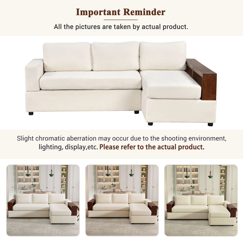 Noble House stationary sectional sofa with upholstered cushions and reversible armrests, ideal for modern living rooms.