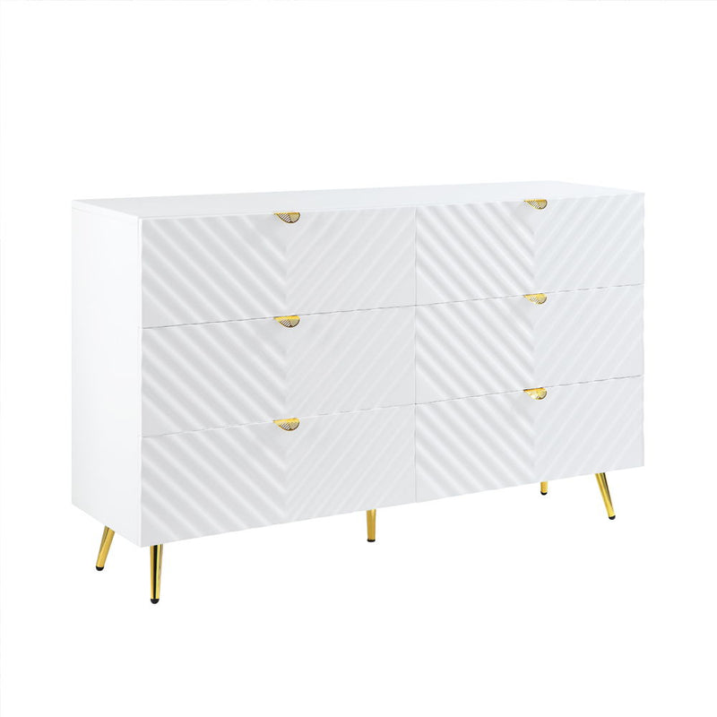 Gaines - 55" Dresser - White High Gloss - R&R Furniture Gallery (Fountain Valley, CA)