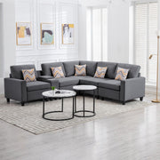 Nolan - Fabric 6 Piece Sectional Sofa With Pillows And Interchangeable Legs - R&R Furniture Gallery (Fountain Valley, CA)