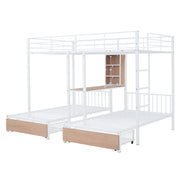 Triple Bunk Bed With Drawers, Multi-Functional Frame With Desks And Shelves In The Middle - R&R Furniture Gallery (Fountain Valley, CA)