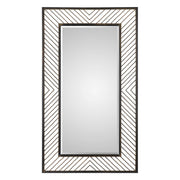 Uttermost Karel Chevron Wall Mirror in black with geometric chevron design, modern accent piece for wall decor.