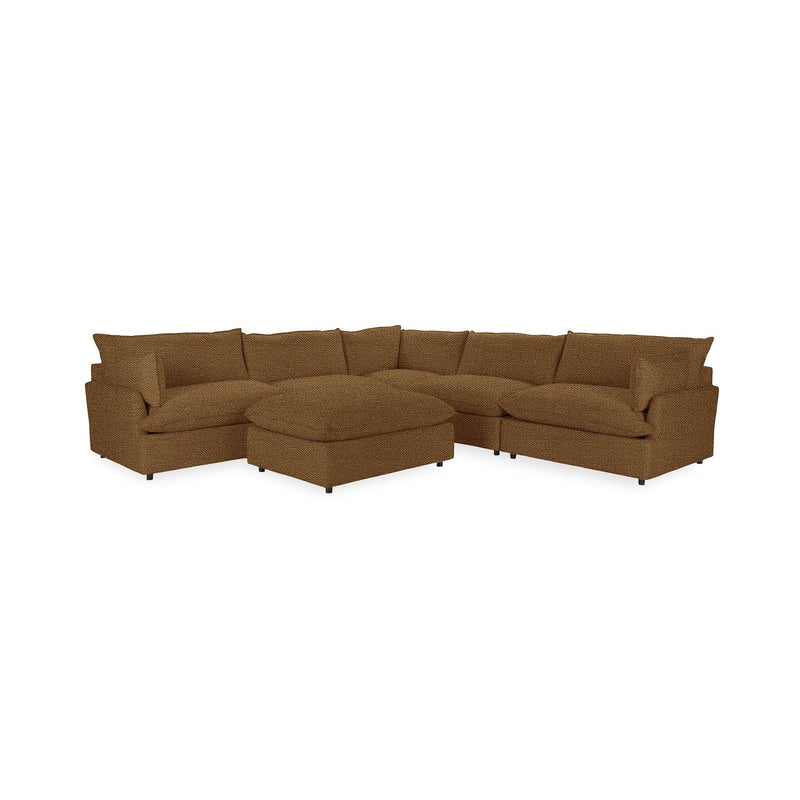 Classic Home Caplan 6-piece modular sectional with ottoman, 2-piece living room set, showing plush fabric cushions and modern design.