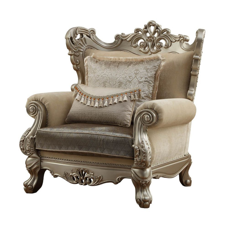 Ranita - Chair With 2 Pillows - Fabric & Champagne - R&R Furniture Gallery (Fountain Valley, CA)