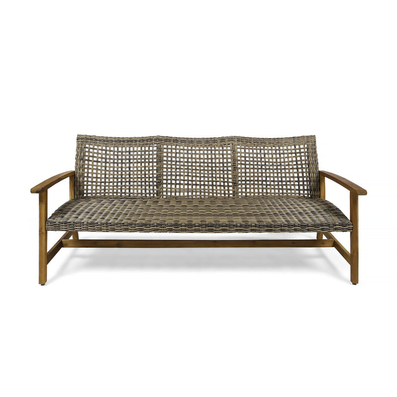 Outdoor 3 Seater Sofa With Rattan Cover - Gray - R&R Furniture Gallery (Fountain Valley, CA)