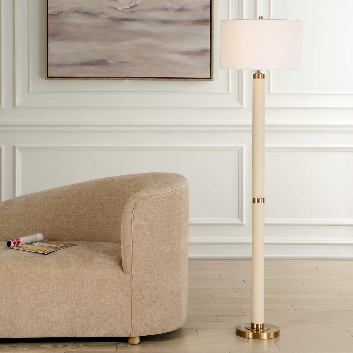 Wessex - Floor Lamp - Gold / White