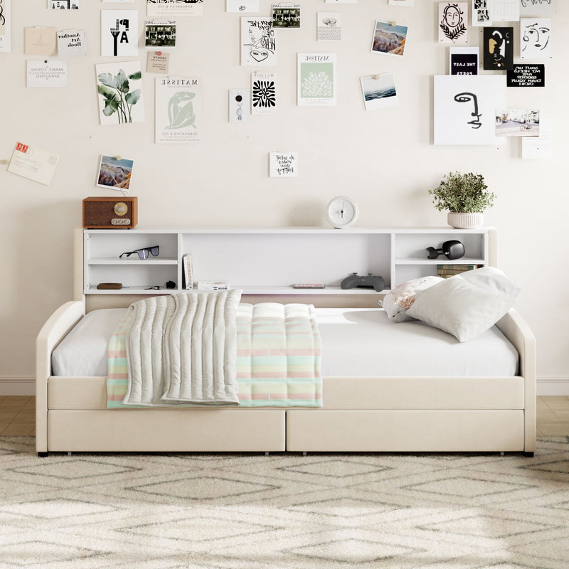 Luxurious Upholstered Platform Bed With Storage Drawers - R&R Furniture Gallery (Fountain Valley, CA)